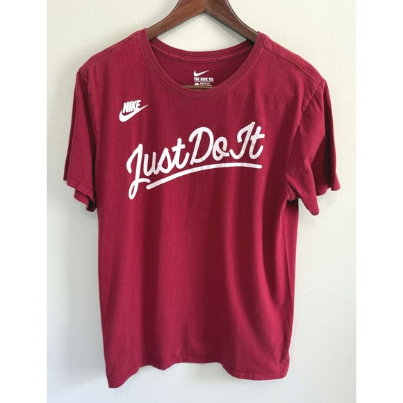 Nike Other - Nike Mens Just Do It Graphic Tee Maroon Red Athletic Cut Short Sleeve Shirt Sz L